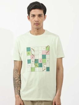 Rare Rabbit - Cove Pastel Green Graphic Print Regular Fit T-shirt