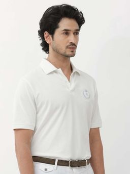 Rare Rabbit - Dariol White Embroidered Regular Fit Polo T-shirt
