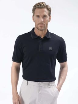 Rare Rabbit - Dylan Black Plain Regular Fit Polo T-shirt