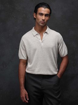 Rare Rabbit - Mekko-25 Off White Plain Regular Fit Polo T-shirt