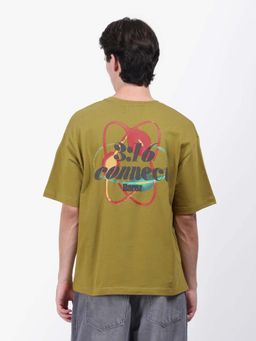 Rare Rabbit - Mosh Olive Graphic Print Oversized T-shirt