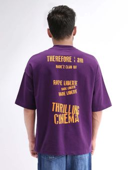 Rare Rabbit - Moshe Purple Graphic Print Oversized T-shirt