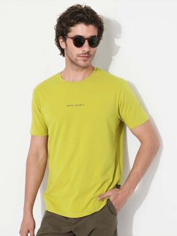 Rare Rabbit - Inf Fluorescent Green Plain Regular Fit T-shirt