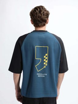 Rare Rabbit - Revalo Teal Graphic Print Oversized T-shirt