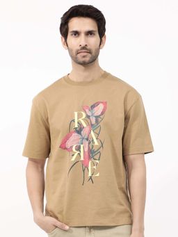 Rare Rabbit - Tate Brown Graphic Print Oversized T-shirt
