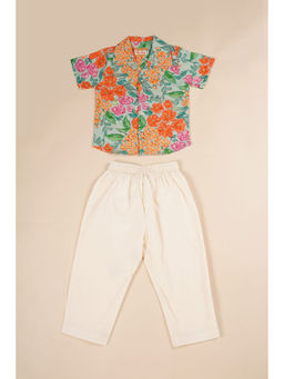 Poochkie - Tropical Boys Floral Print Shirt and Pant (Set of 2)