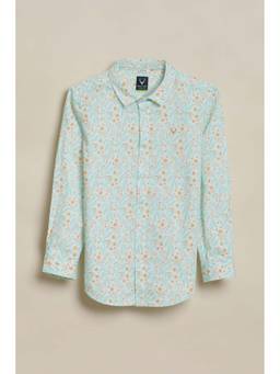 Allen Solly - Boys Light Green Floral Printed Casual Shirt