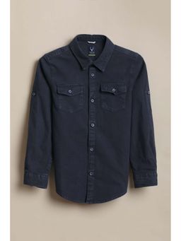 Allen Solly - Boys Navy Blue Textured Casual Shirt