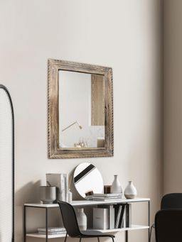 Metalsmith - Elegant Hanging Mirror with Wooden Frame For Bathroom Wall Decor and Living Room