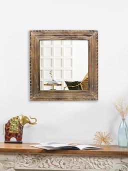 Metalsmith - Elegant Hanging Mirror with Wooden Frame For Bathroom Wall Decor and Living Room
