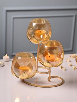 Voncasa - Arch 3 Lotus Tealight Candle Holder with Glass Votive
