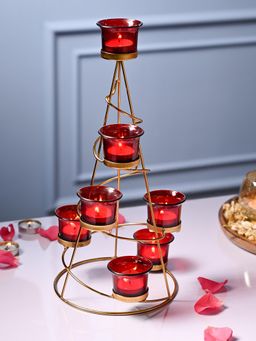 Voncasa - Red 7 Votive Tree T- Light Holder