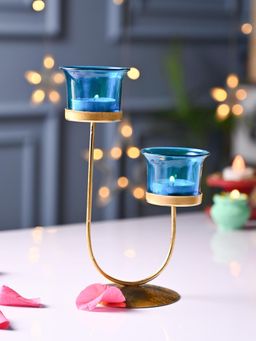 Voncasa - Turquoise 2 Votive T- Light Holder