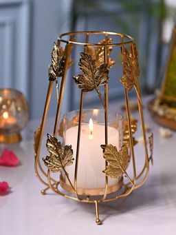 Voncasa - Glass Votive Holder with Metal Basket