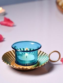 Voncasa - Tea-Light Holder Set of 2 - Turquoise (Pack of 2)