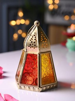 Voncasa - Golden Hanging Lantern Frustum Shape
