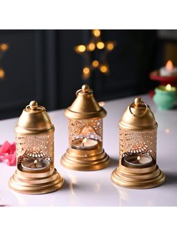 Voncasa - Set of 3Ron Lantern Lamp with Tealight Candle Holder (Pack of 3)