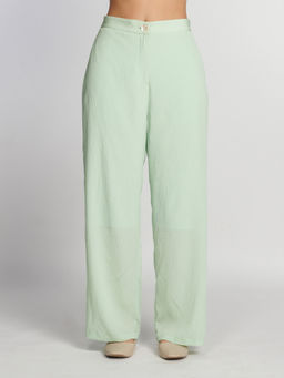 Zink London - Women Green Solid Wide Palazzo