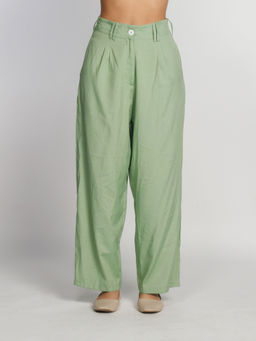 Zink London - Women Green Solid Wide Palazzo