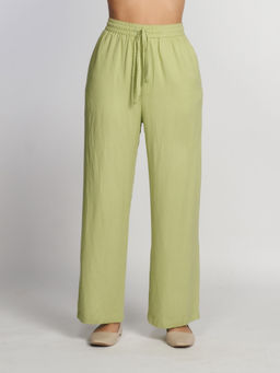 Zink London - Women Green Solid Wide Palazzo