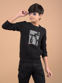 CRIMSOUNE CLUB - Boys Black Typographic Print Sweatshirt
