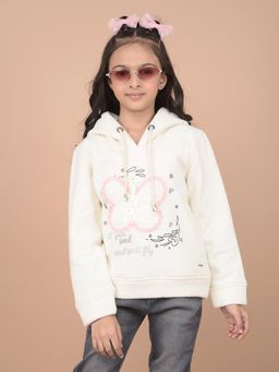 CRIMSOUNE CLUB - Girls Cream Embroidered Hoodie