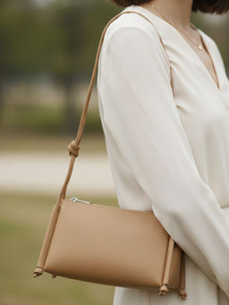 The House Of Ganges - Beige Claire Vegan Leather Shoulder Bag