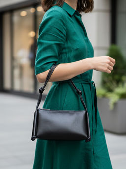 The House Of Ganges - Black Claire Vegan Leather Shoulder Bag