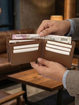 The House Of Ganges - Brown Leonardo Vegan Leather Men Bifold Wallet