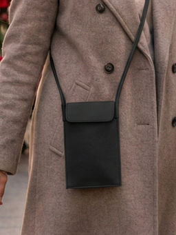 The House Of Ganges - Black Walky Vegan Leather Mobile Sling Bag