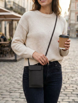 The House Of Ganges - Black Walky Vegan Leather Mobile Sling Bag