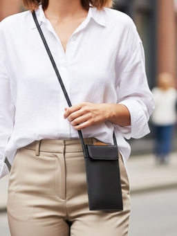 The House Of Ganges - Black Walky Vegan Leather Mobile Sling Bag