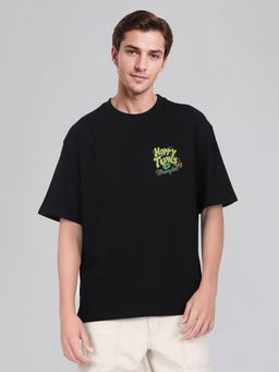 Wrangler - Men Back Print Black Crew Neck Oversize Fit Tshirt