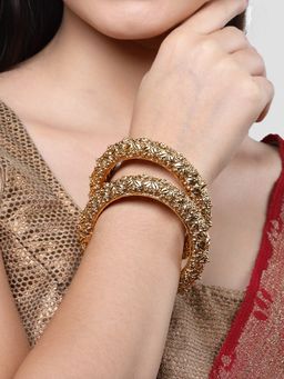 Karatcart - Gold Plated Set Of 2 Elephant Design Bangle For Women