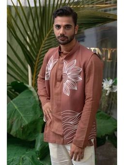 Runit Gupta - Brown Embroidered Bundi