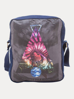 Spykar - Unisex Printed Blue Sling Bag