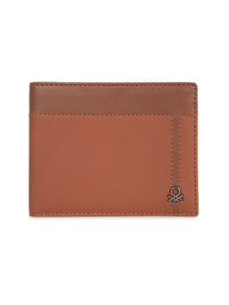 United Colors of Benetton - Men Rfid Protected Carrook Slimfold Wallet - Dark Tan