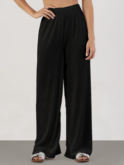 SHOWOFF - Women Black Lycra Loose Fit Trouser