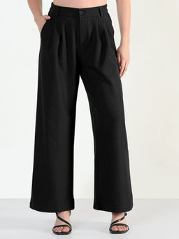 SHOWOFF - Women Black Relaxed Fit Trouser