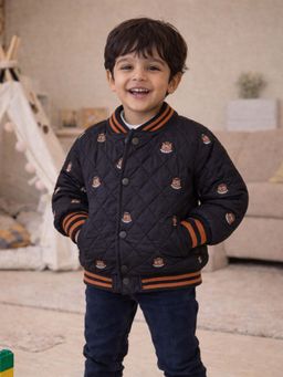 Little Surprise Box - Black Brown Tiny Bear Quilted Sherpa Winter Jacket