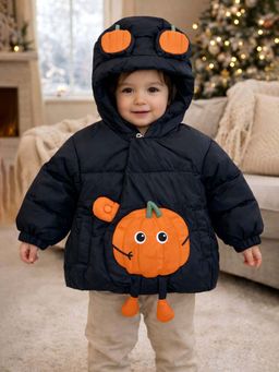 Little Surprise Box - Black 3D Pumpkin Hooded Winter Puffer Jacket