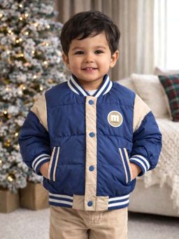Little Surprise Box - Blue and Beige Varsity Winter Jacket