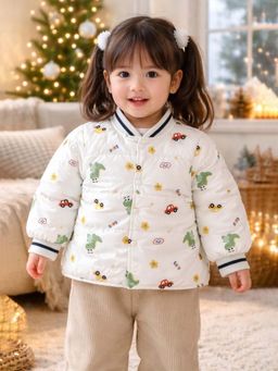 Little Surprise Box - Cream Dino and Cars Winter Jacket
