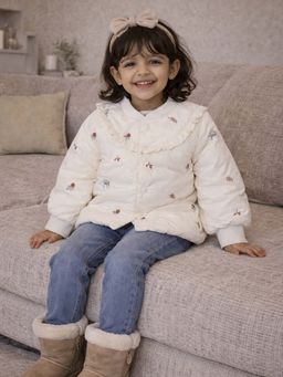 Little Surprise Box - Ivory Deer and Mushroom Winter Jacket