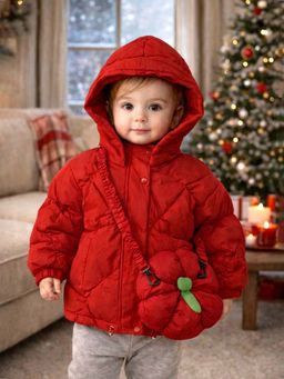 Little Surprise Box - Red Puffer Quilted Hoodie and Sling