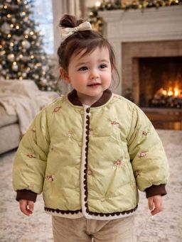 Little Surprise Box - Olive Crochet Floral Winter Jacket