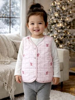 Little Surprise Box - Pink Reversible Sleeveless Winter Jacket
