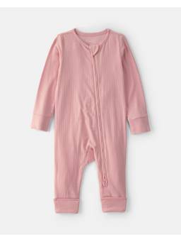 Carter's - Purely Soft Pink Long-Sleeve 2-Way Zip 1-Piece Sleepsuit