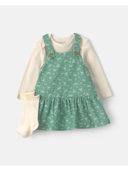 Carter's - Baby Girl Bow Floral Corduroy Dress Onesies With Socks