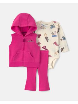 Carter's - Infant Girls Sports Fleece Long-Sleeve Layering Jacket, Onesies And Pant